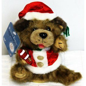 2004 Gemmy Animated Festive Fellas Brown Puppy Singing Christmas Santa Outfit